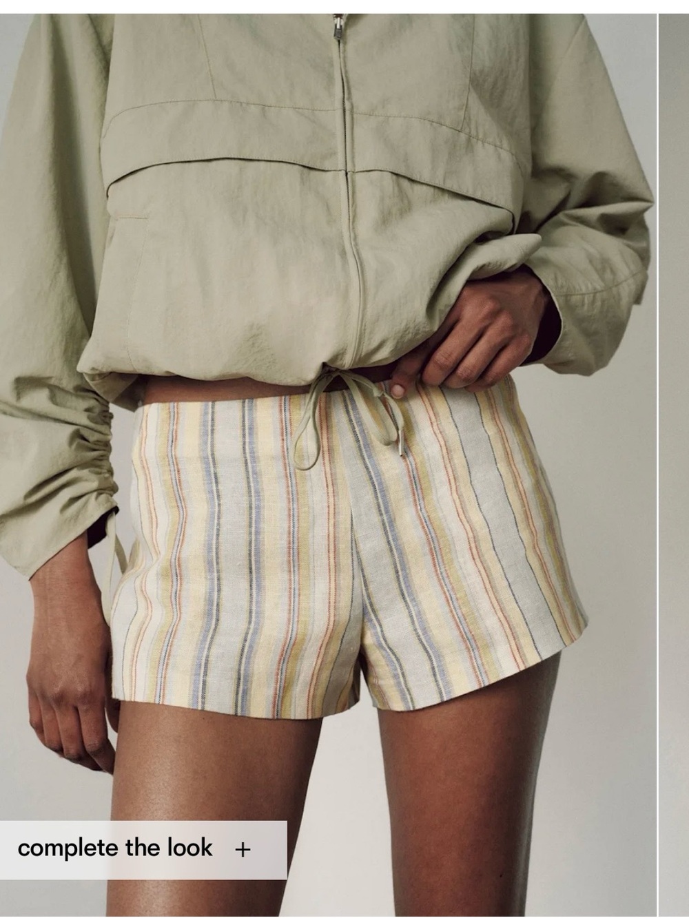 Reformation June Low Rise Linen Short- capri stripe